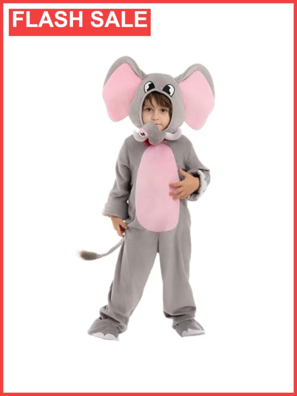 Elephant Halloween Costume Kids 3D Hood Jumpsuit Dress Up Party